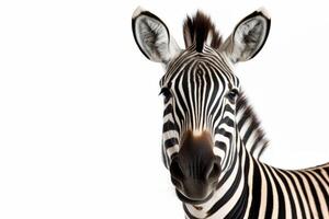 ai gegenereerd zebra geïsoleerd Aan wit achtergrond foto