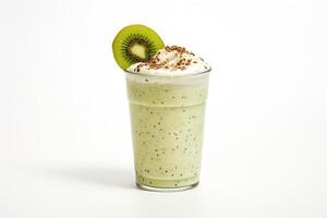 ai gegenereerd kiwi milkshake geïsoleerd Aan wit achtergrond foto