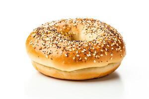 ai gegenereerd bagel brood dichtbij omhoog foto