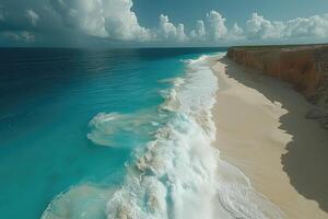 ai gegenereerd mooi tropisch turkoois oceaan strand professioneel fotografie foto