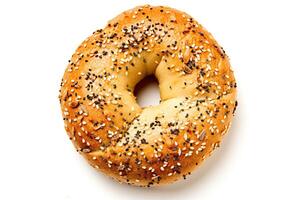 ai gegenereerd bagel brood dichtbij omhoog foto