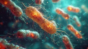 ai gegenereerd bacterie kolonies onder een microscoop. generatief ai foto