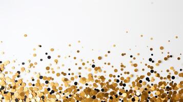 ai gegenereerd mooi abstract minimalistisch achtergrond met gouden klein confetti en veel van ruimte voor teksten in de centrum foto