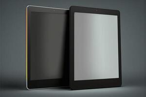 ai gegenereerd blanco Scherm sjabloon voor tablet. sjabloon voor reclame of bladzijde Aan website, marketing, presentatie. middelen van communicatie, presentatie van modern apparaatje model. 3d illustratie foto