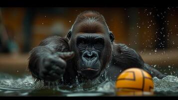 ai gegenereerd gorilla atleten. van boksen naar waterpolo foto