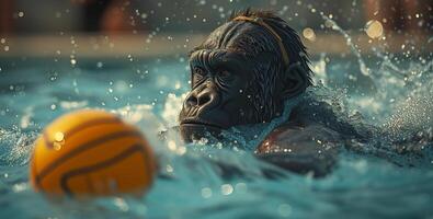 ai gegenereerd gorilla atleten. van boksen naar waterpolo foto