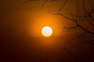 silhouet Afdeling met groot zon foto