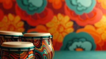 ai gegenereerd bongo drums en abstract patronen geïnspireerd door de beatnik cultuur van de Jaren '50 foto