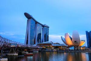 Singapore, 2014, jachthaven baai Bij nacht, Singapore foto