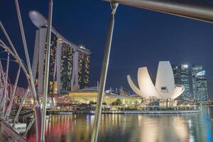 Singapore, 2014, jachthaven baai Bij nacht, Singapore foto