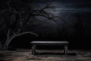 ai gegenereerd een nacht in een somber Woud Aan halloween foto