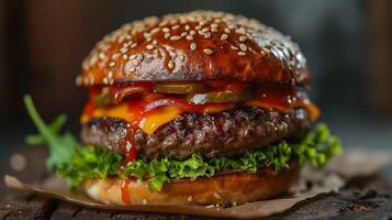 ai gegenereerd realistisch heerlijk hamburger foto