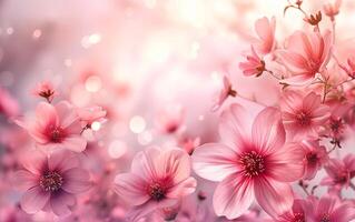 ai gegenereerd mooi roze bloemen achtergrond foto