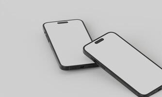 smartphone met een blanco scherm Aan een wit achtergrond. smartphone mockup detailopname geïsoleerd Aan wit achtergrond. foto