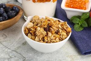 muesli museli ontbijtgranen voor ontbijt foto