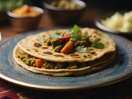 ai gegenereerd paratha met groente kerrie foto