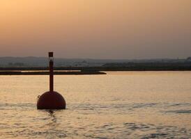 rood signalering boei in de zee foto