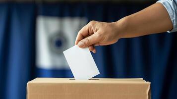 ai gegenereerd hand- gieten stemming met nationaal vlag backdrop foto