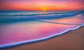 ai gegenereerd detailopname zee zand strand. panoramisch strand landschap. inspireren tropisch strand zeegezicht horizon foto