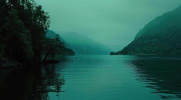 ai gegenereerd de meer Noorwegen van sereen maritiem thema's foto