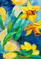 gele narcis bloemen schilderij foto