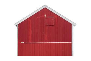 buitenkant van oud Scandinavisch rood houten huis foto