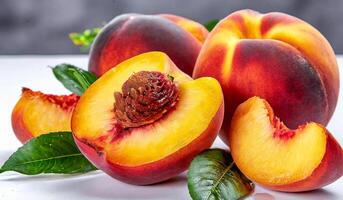 ai gegenereerd gegenereerd afbeeldingperziken,nectarine fruit geïsoleerd Aan wit achtergrond foto