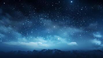 ai gegenereerd behang nacht lucht met sterren en bergen foto