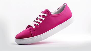 ai gegenereerd magenta canvas schoenen geïsoleerd Aan vlak wit achtergrond met kopiëren ruimte voor advertentie. generatief ai foto