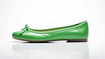 ai gegenereerd groen ballet flats schoenen geïsoleerd Aan wit achtergrond met kopiëren ruimte voor advertentie. generatief ai foto