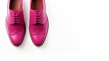 ai gegenereerd magenta brogues schoenen geïsoleerd Aan wit achtergrond met kopiëren ruimte voor advertentie foto