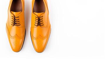 ai gegenereerd oranje brogues schoenen geïsoleerd Aan wit achtergrond met kopiëren ruimte voor advertentie foto