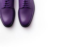 ai gegenereerd Purper oxfords schoenen geïsoleerd Aan wit achtergrond met kopiëren ruimte voor advertentie. generatief ai foto