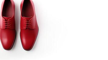 ai gegenereerd rood oxfords schoenen geïsoleerd Aan wit achtergrond met kopiëren ruimte voor advertentie. generatief ai foto
