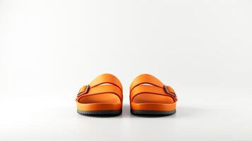 ai gegenereerd oranje sandalen schoenen geïsoleerd Aan wit achtergrond met kopiëren ruimte voor advertentie. generatief ai foto