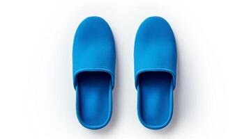 ai gegenereerd blauw slippers schoenen geïsoleerd Aan wit achtergrond met kopiëren ruimte voor advertentie. generatief ai foto