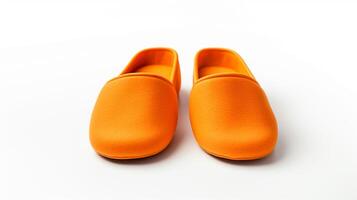 ai gegenereerd oranje slippers schoenen geïsoleerd Aan wit achtergrond met kopiëren ruimte voor advertentie. generatief ai foto