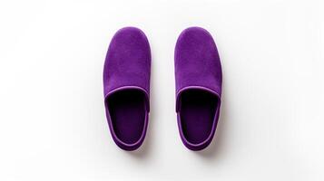 ai gegenereerd Purper slippers schoenen geïsoleerd Aan wit achtergrond met kopiëren ruimte voor advertentie. generatief ai foto