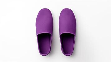 ai gegenereerd Purper slippers schoenen geïsoleerd Aan wit achtergrond met kopiëren ruimte voor advertentie. generatief ai foto