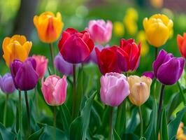 ai gegenereerd schoonheid tulp bloem levendig kleurrijk flora ai generatief foto