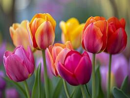 ai gegenereerd schoonheid tulp bloem levendig kleurrijk flora ai generatief foto