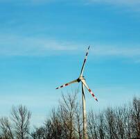 wind boerderij park De volgende naar een weg in Oostenrijk in zonnig het weer. foto