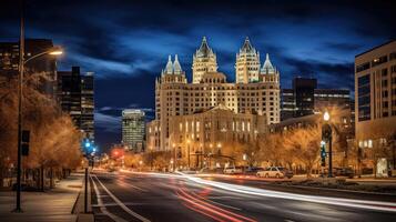 ai gegenereerd Utah naar beneden stad- zout meer stad ai gegenereerd foto