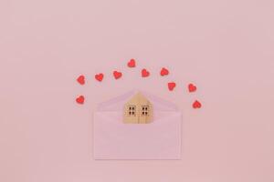 hart vormig huis, een symbool van liefde en familie in echt landgoed en bedrijf architectuur ontwerp foto