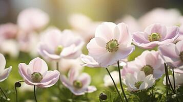 ai gegenereerd roze anemoon bloemen detailopname mooi achtergrond foto