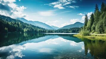 ai gegenereerd natuur landschap meer ai gegenereerd foto