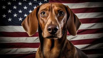 ai gegenereerd nationaal hond met vlag ai gegenereerd foto