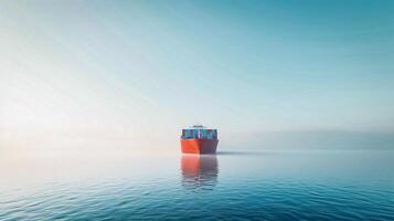 ai gegenereerd houder schip het zeilen Aan de zee met kopiëren ruimte . foto