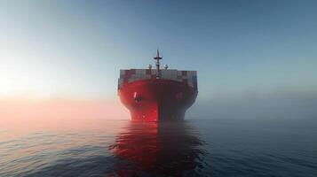 ai gegenereerd houder schip het zeilen Aan de zee met kopiëren ruimte . foto