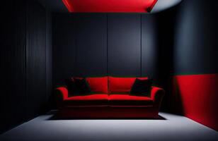 ai gegenereerd modern rood sofa foto